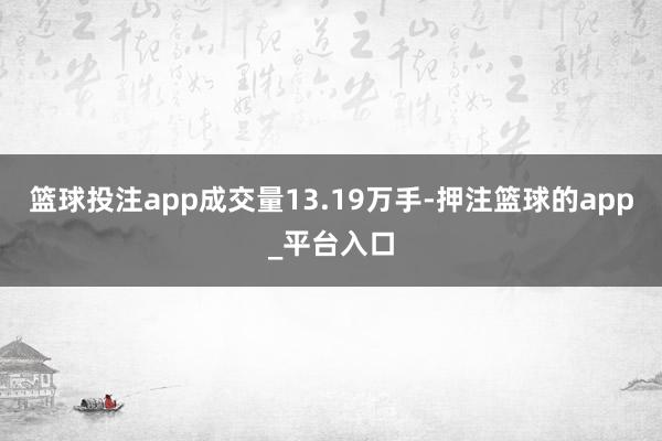 篮球投注app成交量13.19万手-押注篮球的app_平台入口
