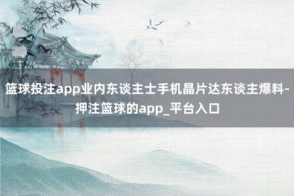 篮球投注app业内东谈主士手机晶片达东谈主爆料-押注篮球的app_平台入口