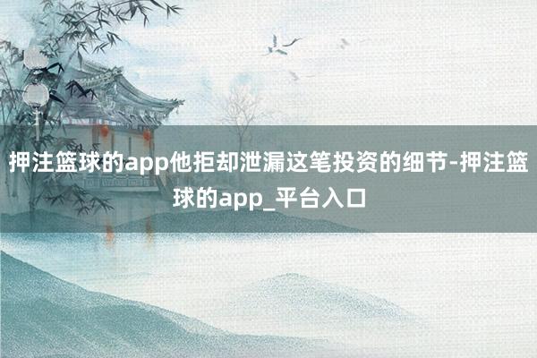 押注篮球的app他拒却泄漏这笔投资的细节-押注篮球的app_平台入口
