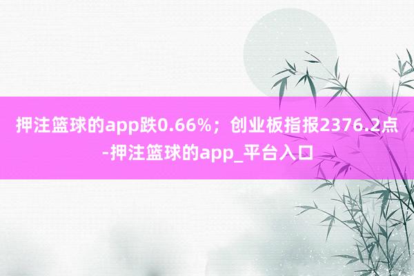 押注篮球的app跌0.66%；创业板指报2376.2点-押注篮球的app_平台入口