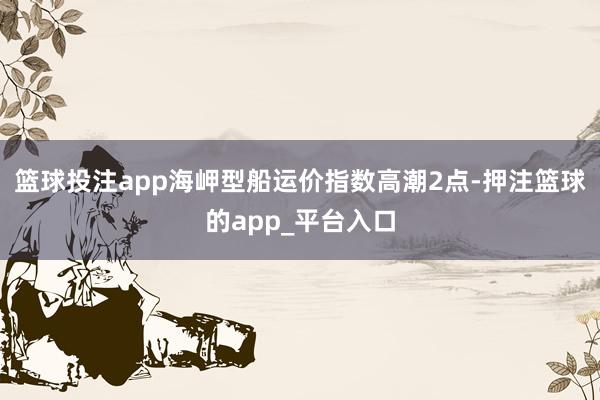 篮球投注app海岬型船运价指数高潮2点-押注篮球的app_平台入口