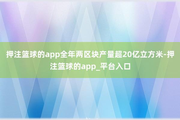 押注篮球的app全年两区块产量超20亿立方米-押注篮球的app_平台入口