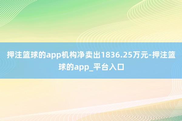 押注篮球的app机构净卖出1836.25万元-押注篮球的app_平台入口