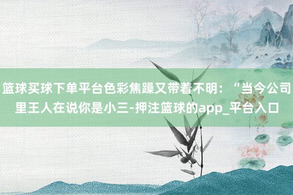 篮球买球下单平台色彩焦躁又带着不明：“当今公司里王人在说你是小三-押注篮球的app_平台入口