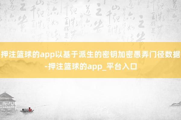 押注篮球的app以基于派生的密钥加密愚弄门径数据-押注篮球的app_平台入口