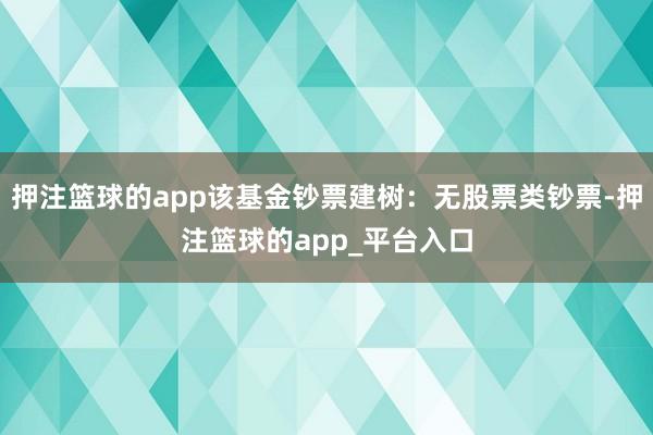 押注篮球的app该基金钞票建树：无股票类钞票-押注篮球的ap