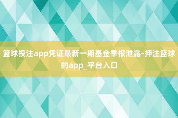篮球投注app凭证最新一期基金季报泄露-押注篮球的app_平