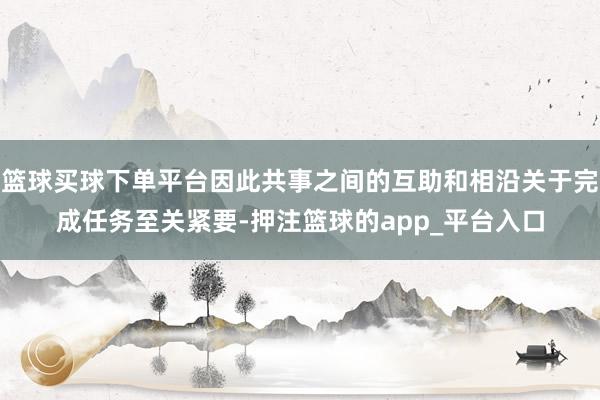 篮球买球下单平台因此共事之间的互助和相沿关于完成任务至关紧要