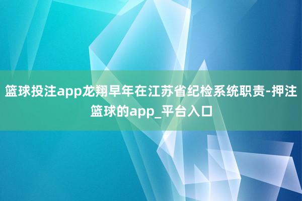 篮球投注app龙翔早年在江苏省纪检系统职责-押注篮球的app