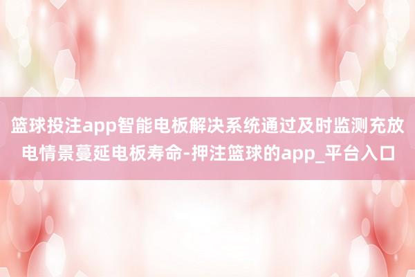 篮球投注app智能电板解决系统通过及时监测充放电情景蔓延电板