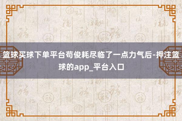 篮球买球下单平台苟俊耗尽临了一点力气后-押注篮球的app_平台入口