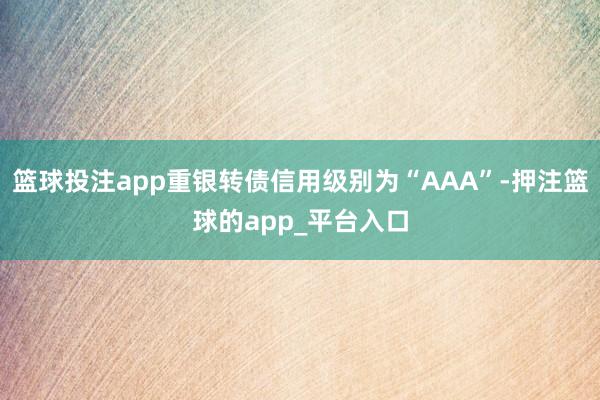 篮球投注app重银转债信用级别为“AAA”-押注篮球的app